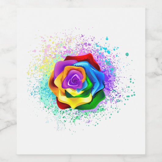 Rose des Regenbogens Weinetikett (Einzelnes Label)