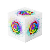 Rose des Regenbogens Würfel (Rückseite Schrägansicht)