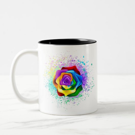 Rose des Regenbogens Zweifarbige Tasse (Links)