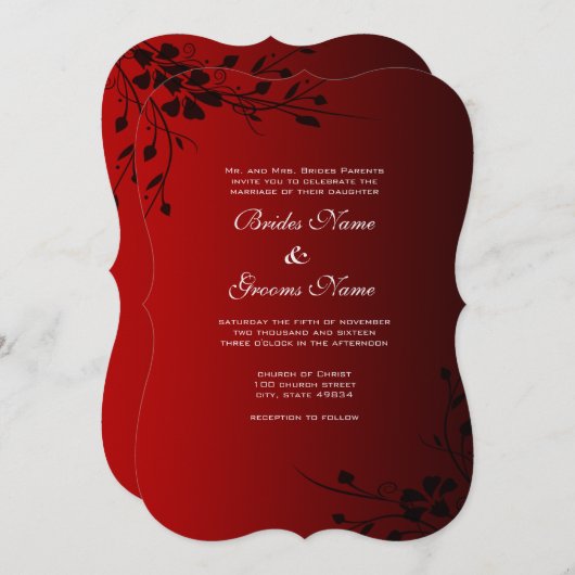 Rose des Roten Herzens Einladung Hochzeiten (Vorne/Hinten)