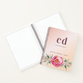Rose des Sketchbuchs, rosa Blume, Monogramm Notizblock (Innenseite)