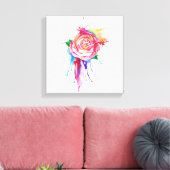 Rose des Tropfens in Aquarellfarbe Leinwanddruck (Insitu (Wohnzimmer))