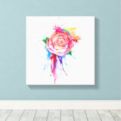 Rose des Tropfens in Aquarellfarbe Leinwanddruck (Insitu (Holzboden))