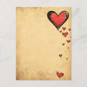 Rose des Vintagen Herzens Liebe Valentinstag Postkarte
