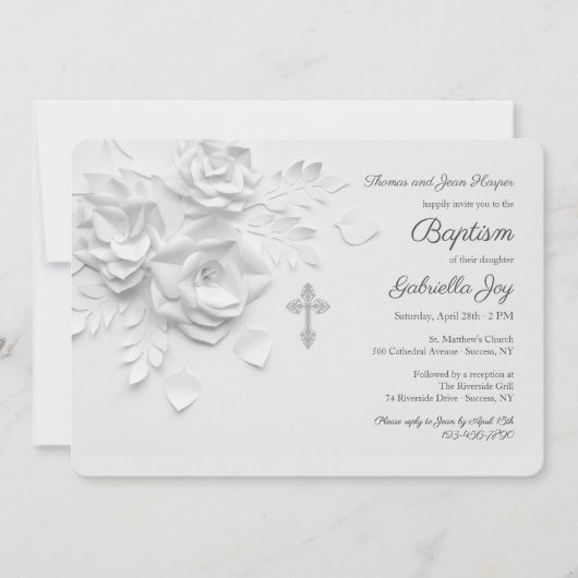 Rose des Weißbuchs religiös Einladung (Vorderseite)