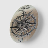 Rose des Winddesigns Runde Wanduhr (Winkel)
