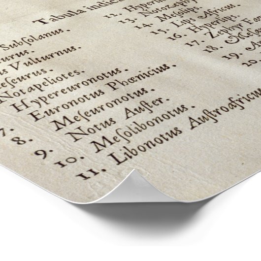 Rose des Windes mit den 32 Winden der Welt Poster (Ecke)