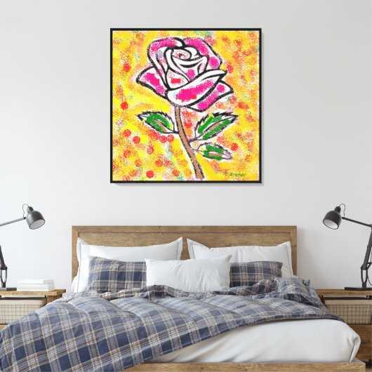 Rose Design auf Schneefarben extravagant Leinwanddruck (Insitu (Schlafzimmer))