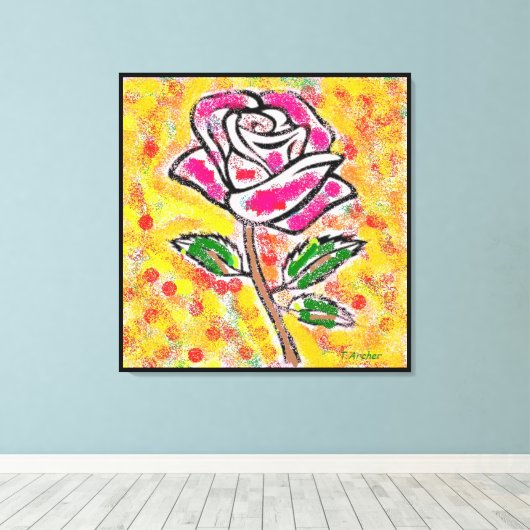 Rose Design auf Schneefarben extravagant Leinwanddruck (Insitu (Holzboden))