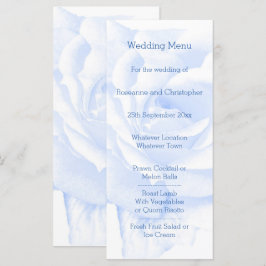 Rose Design Blau farbige Hochzeit Menükarte