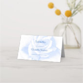 Rose Design Blau farbige Hochzeit Platzkarte (Vorderseite)