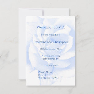 Rose Design Blau farbige Hochzeit RSVP Karte