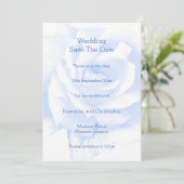 Rose Design Blau farbige Hochzeit Save The Date (Stehend Vorderseite)