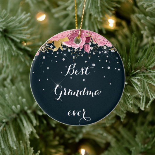 Rose Diamant Foto beste Oma Keramik Ornament (Baum)