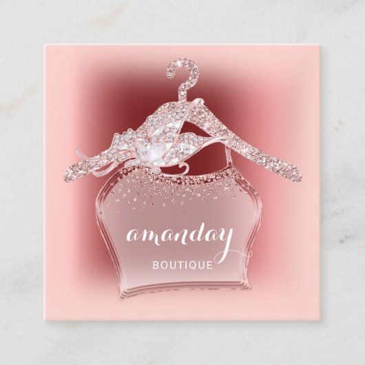 Rose Diamond Cloth Hanger Burgundy Boutique Quadratische Visitenkarte (Vorderseite)