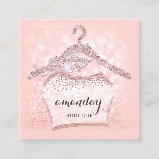 Rose Diamond Cloud Hanger Dress Boutique Square Quadratische Visitenkarte (Vorderseite)