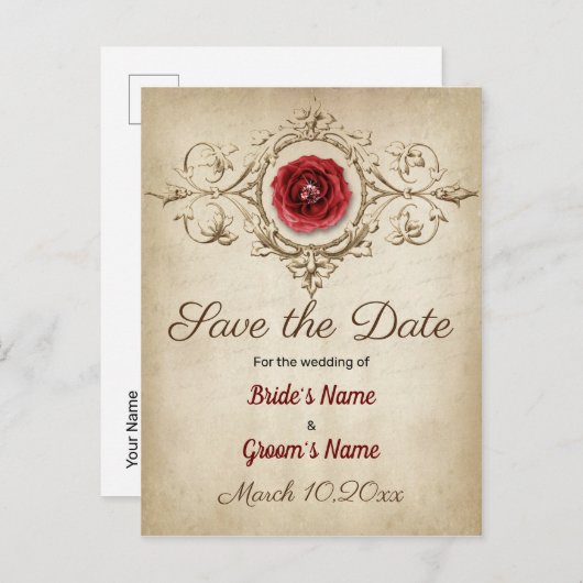 Rose Diamond Glamour Blende Vintag Ankündigungspostkarte (Vorne/Hinten)