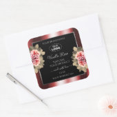 Rose, die das Logo "Red Black Product Labels" (Rot Quadratischer Aufkleber (Umschlag)