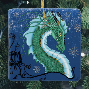 Rose Dragon Keramikornament