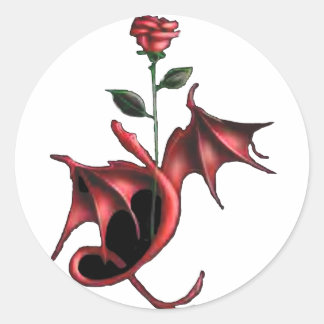 Rose Dragon Runder Aufkleber