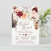 Rose Dreamcatcher Boho Brautparty Einladung (Stehend Vorderseite)