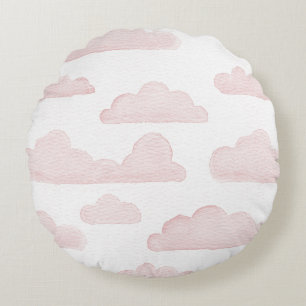 Rose Dreamtime Wasserfarbenwolken Rundkissen Rundes Kissen