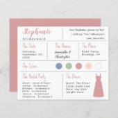 Rose Dress Color Bridesmaid Information Card (Vorne/Hinten)