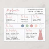 Rose Dress Color Bridesmaid Information Card (Vorderseite)