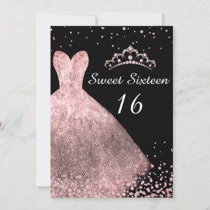 Rose Dress & Tiara Sweet 16 16. Geburtstagsparty Einladung