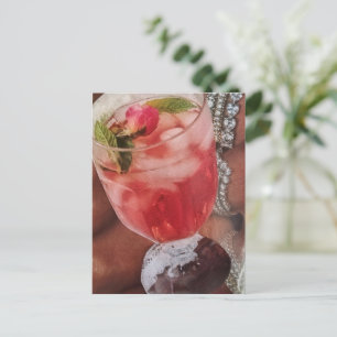 Rose Drink und Juwelen Mixed Media Collage Postkarte