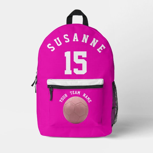 Rose Druck Nähen Fußballsport Mädchen rosa Bedruckter Rucksack (Vorderseite)