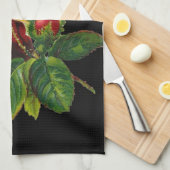 Rose Druckzubehör - Schwarz, Rot, Vintage Kunst Geschirrtuch (Viertel Falte)