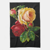 Rose Druckzubehör - Schwarz, Rot, Vintage Kunst Geschirrtuch (Vertikal)