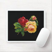 Rose Druckzubehör - Schwarz, Rot, Vintage Kunst Mousepad (Mit Mouse)