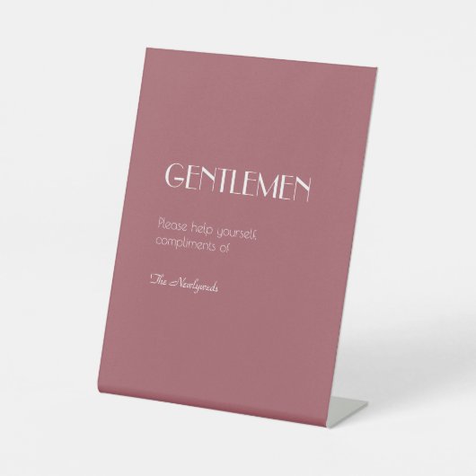 Rose | Dunkle Rose Hochzeit Herren Bad Sockelschild (Vorderseite)