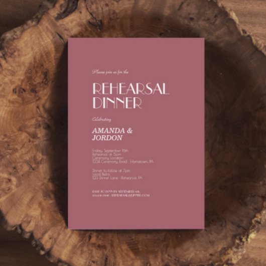 Rose | Dunkle Rose Hochzeit Probe Dinner Einladung