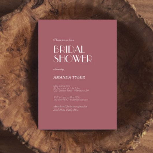 Rose | Dunkle Rose Hochzeitsfeier Brautparty Einladung