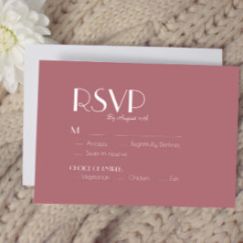 Rose | Dunkle Rose Hochzeitsmahlwahl RSVP Karte
