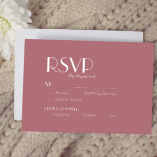Rose Dunkle Rose Hochzeitsmahlwahl RSVP Karte