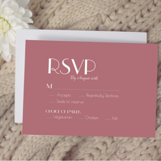 Rose | Dunkle Rose Hochzeitsmahlwahl RSVP Karte