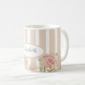 Rose-Düsen-Farbe mit Monogramm Kaffeetasse (VorderseiteRechts)