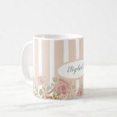 Rose-Düsen-Farbe mit Monogramm Kaffeetasse (Vorderseite Links)