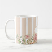 Rose-Düsen-Farbe mit Monogramm Kaffeetasse (Links)