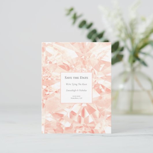 Rose Edelstein Save the Date blush Postkarte (Stehend Vorderseite)