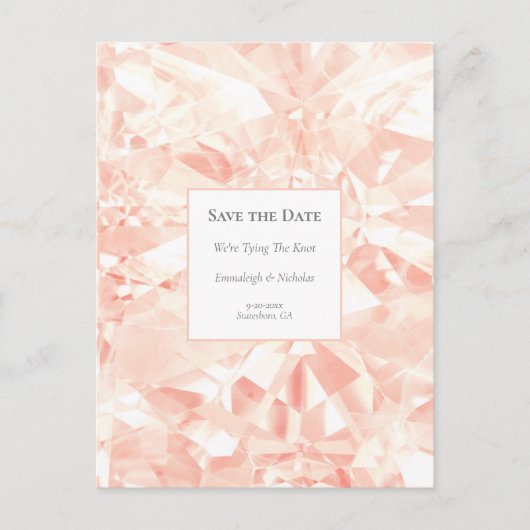 Rose Edelstein Save the Date blush Postkarte (Vorderseite)
