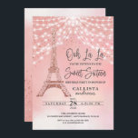 Rose Eiffelturm Glitzer Glitzern Lights Sweet 16 Einladung<br><div class="desc">Diese mädchenhafte und glamouröse 16 . Geburtstag Paris-Geburtstagsfeier lädt zum günstigen Mädel ein. Es verfügt über weiße helle, helle Ständer, die auf den Imitaten gedruckt Rose Gold funkelnd Glitzer Konfetti und Eiffelturm auf einem Prinzessin rosa und rot rosa abstrakten Hintergrund. Es ist hübsch, elegant, modern, trendig und cool, das perfekte...</div>