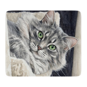 Rose, eine Katze mit auffallenden grünen Augen Schneidebrett