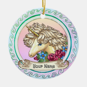 Rose Einhorn Keramik Ornament