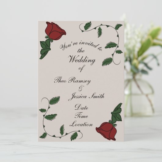 Rose Einladung (Stehend Vorderseite)