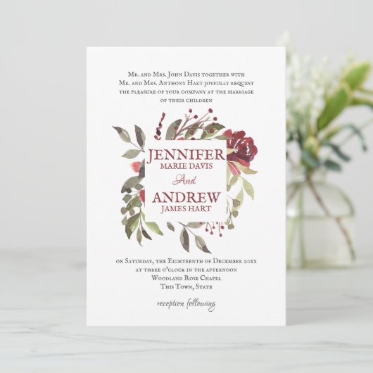 Rose Einladung (Stehend Vorderseite)